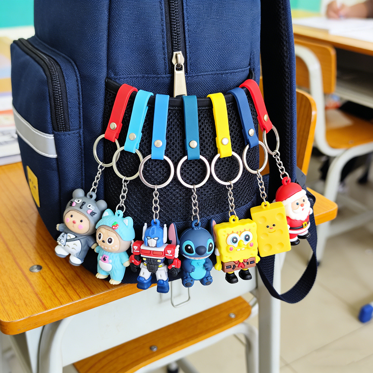 OEM Cartoon Keychain Manufacturer SpongeBob Stitch Transformers Santa Claus PVC Figure Key Chain Bulk Order for Kids Backpack Decoration - Image 2