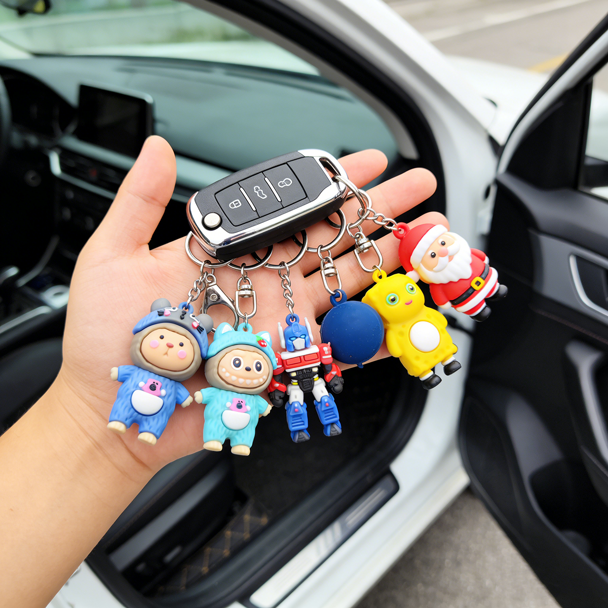 OEM Cartoon Keychain Manufacturer SpongeBob Stitch Transformers Santa Claus PVC Figure Key Chain Bulk Order for Kids Backpack Decoration - Image 3