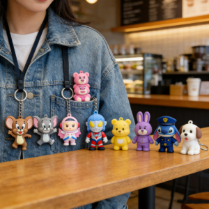 Wholesale Cute Cartoon Character Soft Rubber Keychains Set, Tom & Jerry/Ultraman/Winnie the Pooh/Stitch 3D Key Rings, Bulk Customizable Accessories for Gifts & Merchandise