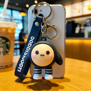 Cute Egg Party Keychain, 3D Cartoon Silicone Key Ring, Kawaii Anime Bag Charm for Car Keys, Backpack, Gift for Kids & Adults