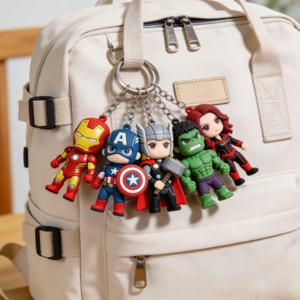 Marvel Avengers Keychain Set, Cute Iron Man Captain America Hulk Thor Black Widow Bag Charm