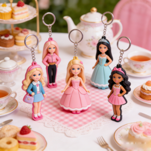 Factory Custom Cute Barbie PVC Keychain Set - Fashion Doll Soft Glue Keychains for Tea Party Gifts