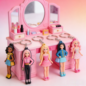 Custom Fashion Barbie PVC Keychain Set - Factory Direct High Quality Soft Rubber Key Holders for Girls