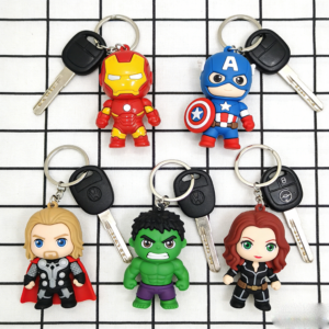 Single Marvel Superhero Keychain, Iron Man Captain America Hulk Thor Black Widow Key Ring