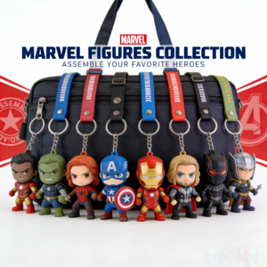 8Pcs Marvel Superhero Keychain Set, Spider-Man Iron Man Captain America Thor Hulk