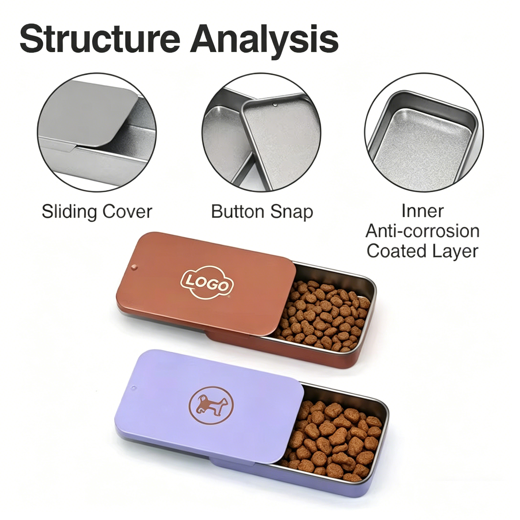 Multi-Purpose Slide-Top Metal Tins Ready Stock & OEMODM Small Order Customization Available