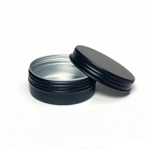 Black Aluminum Screw Tin Open with Lid In-Stock Jars, Small Batch Customization Available