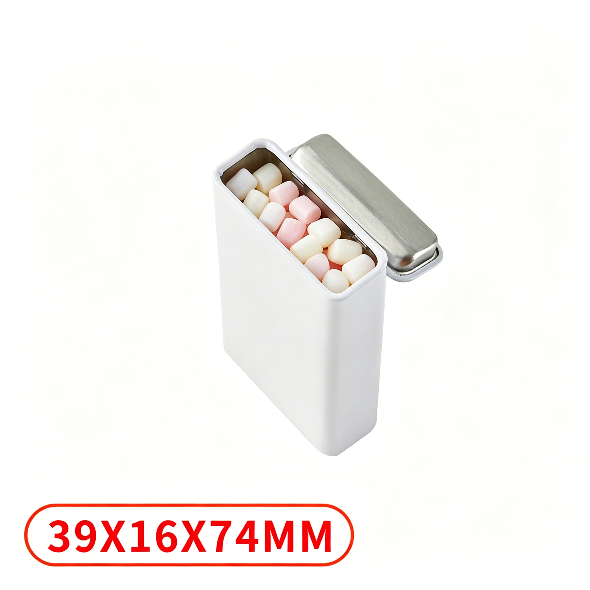 Tall Rectangular Hinged Flip Top Tin Box Deep Metal Container for Candy Mints Small Sundries - Image 8