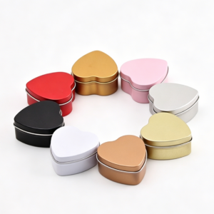 60x59mm Heart-Shaped Food-Grade Tinplate Boxes - Multi-Color Containers for Candies & Tea