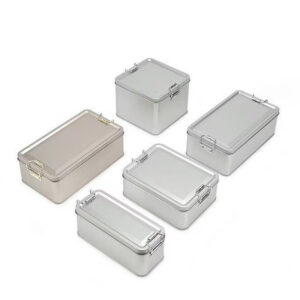 Assorted Size Silver Latch Tin Containers 5 Styles for Food & Organizing, Fast Shipping & Customizable