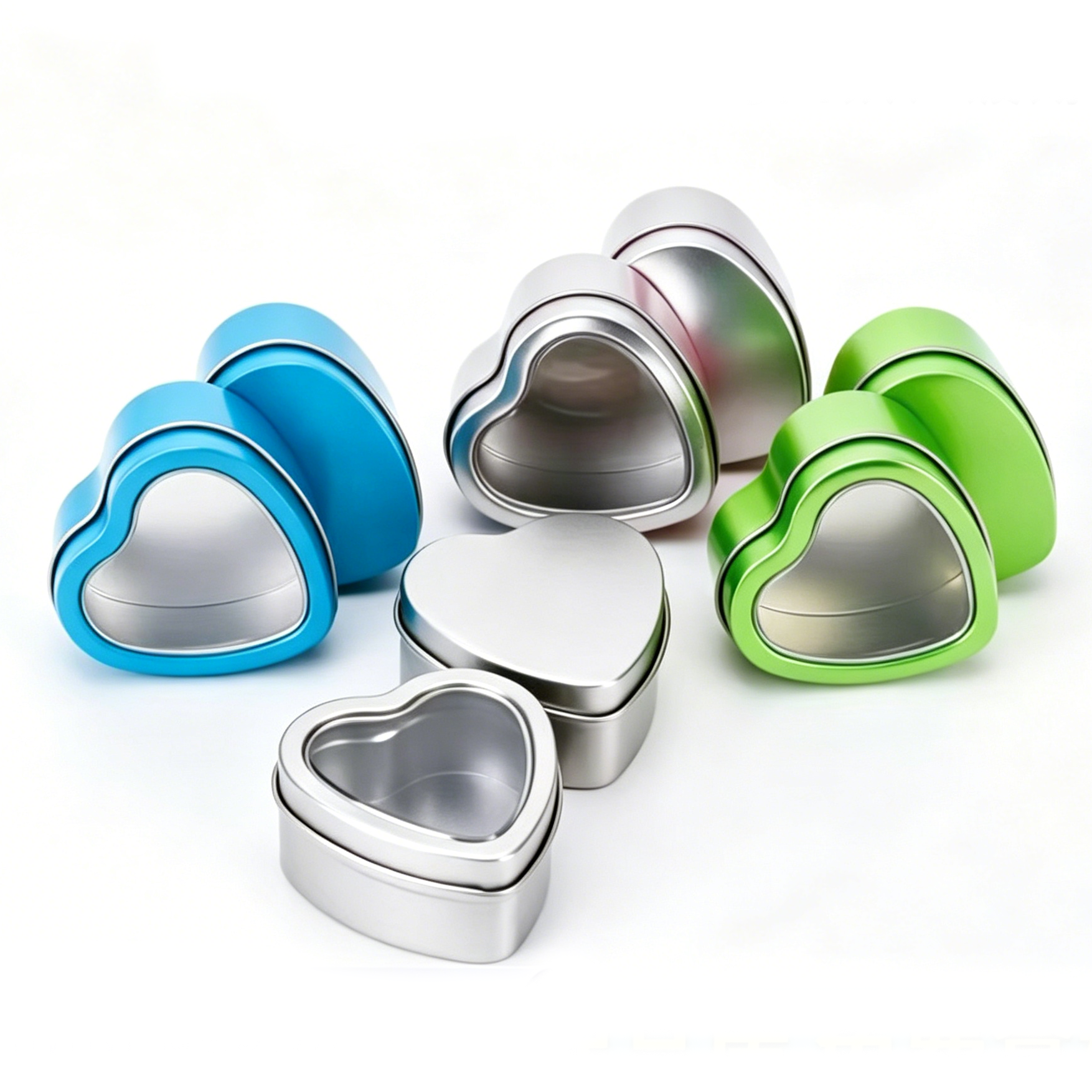 Small Heart Tin Containers with Clear Window - Display Tins for Valentine's Chocolates & Candies - Image 3