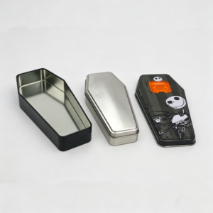 Coffin Shaped Tin Box Set Blank & Jack Skellington Printed Halloween Metal Containers