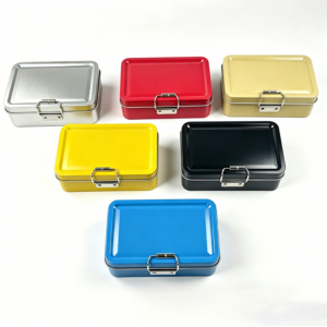 Colorful Square Latch Tin Containers For Cookies, Tea & Party Favors, In Stock Low MOQ Custom