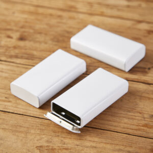 Flat Rectangular Hinged Flip Top Tin Box Slim Metal Container for Lip Balm Jewelry Mints