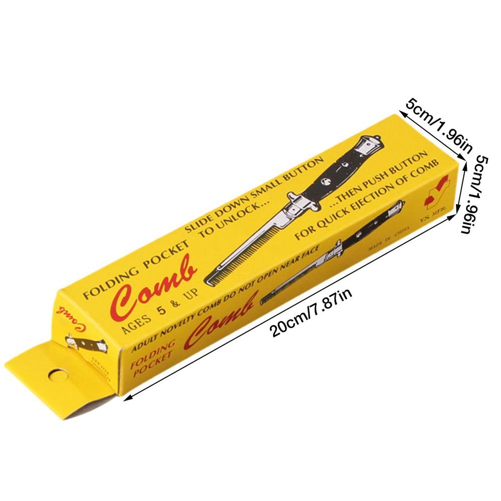 Black Folding Switchblade Comb Portable Pocket Hair Comb for Daily Use - Image 8
