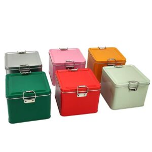 High Square Latch Tin Boxes 6 Colors, For Bulk Tea, Coffee & Spices, Factory Direct In Stock
