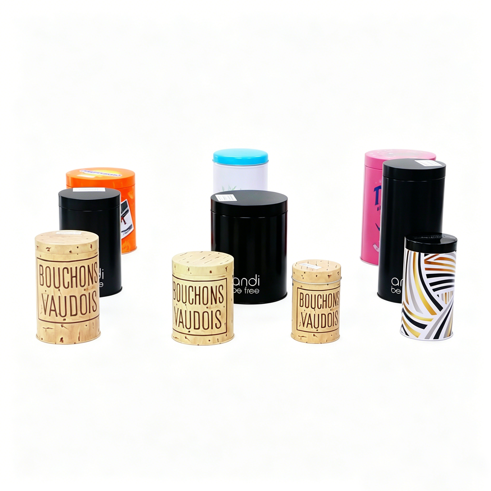 Minimalist Custom Metal Tins OEM Plain & Printed Cans for Wine Corks & Storage