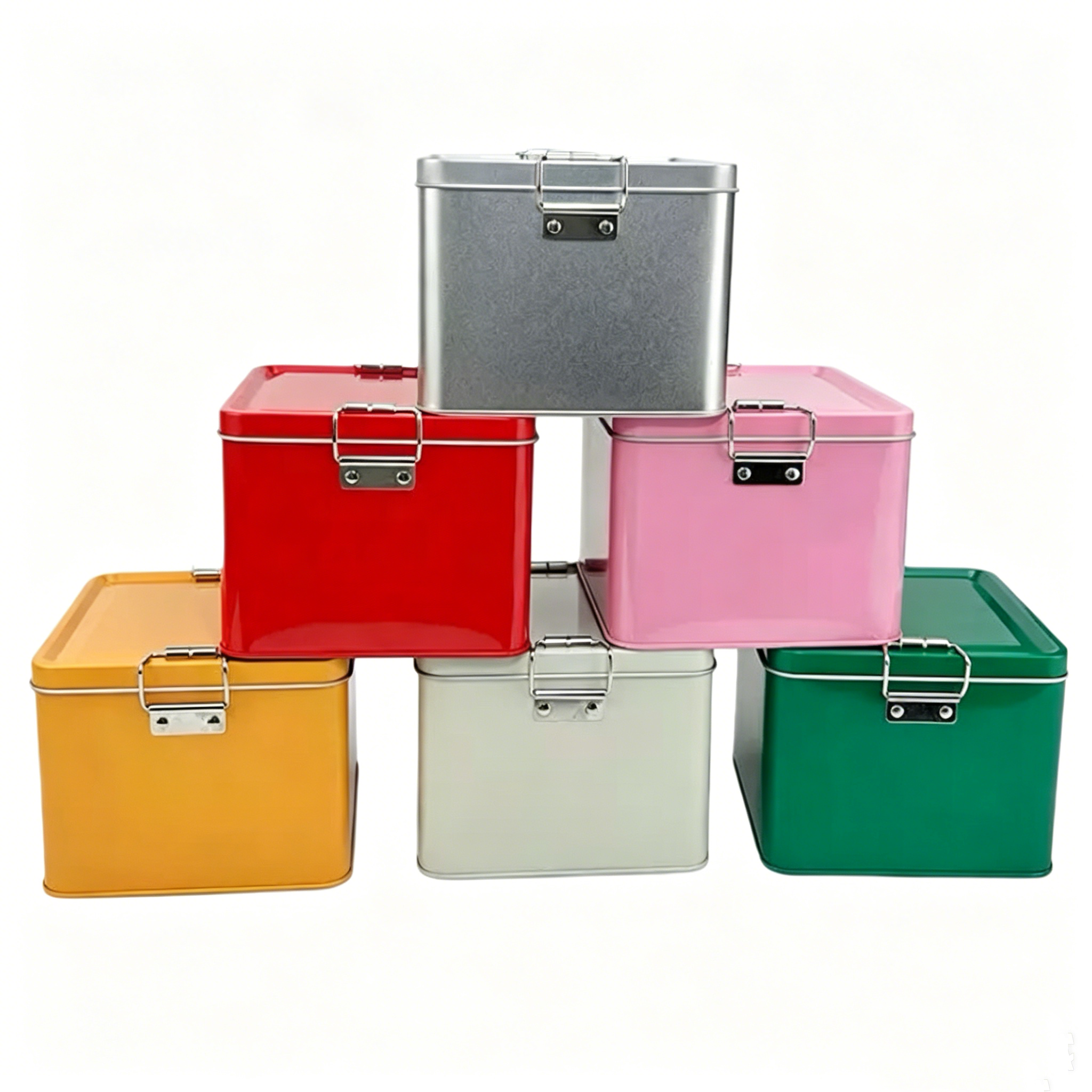 Multi-Color Rectangular Latch Tin Set Red, Blue, Purple, Gold, For Storage & Gift, Custom Logo Available - Image 3