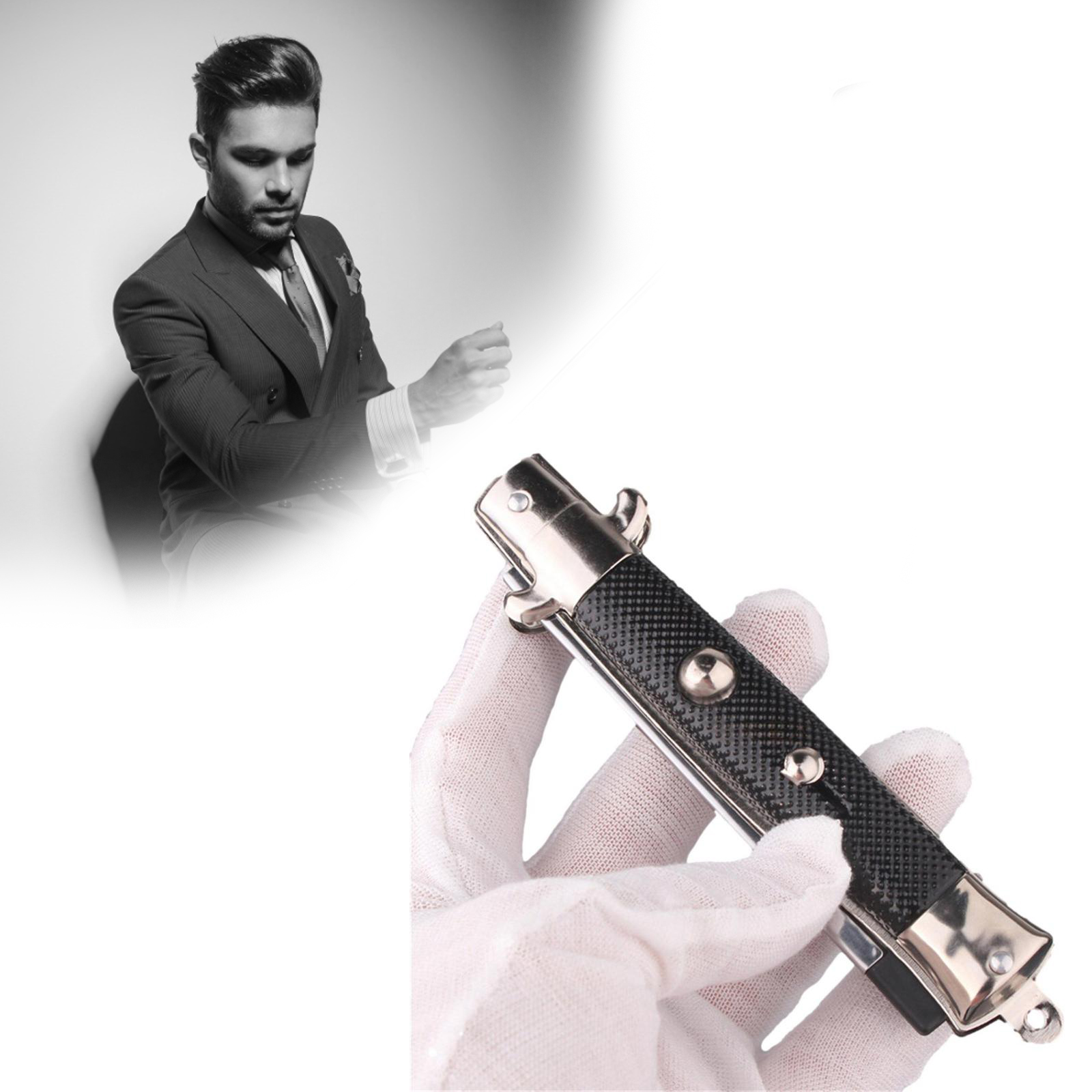 Black Folding Switchblade Comb Portable Pocket Hair Comb for Daily Use - Image 10