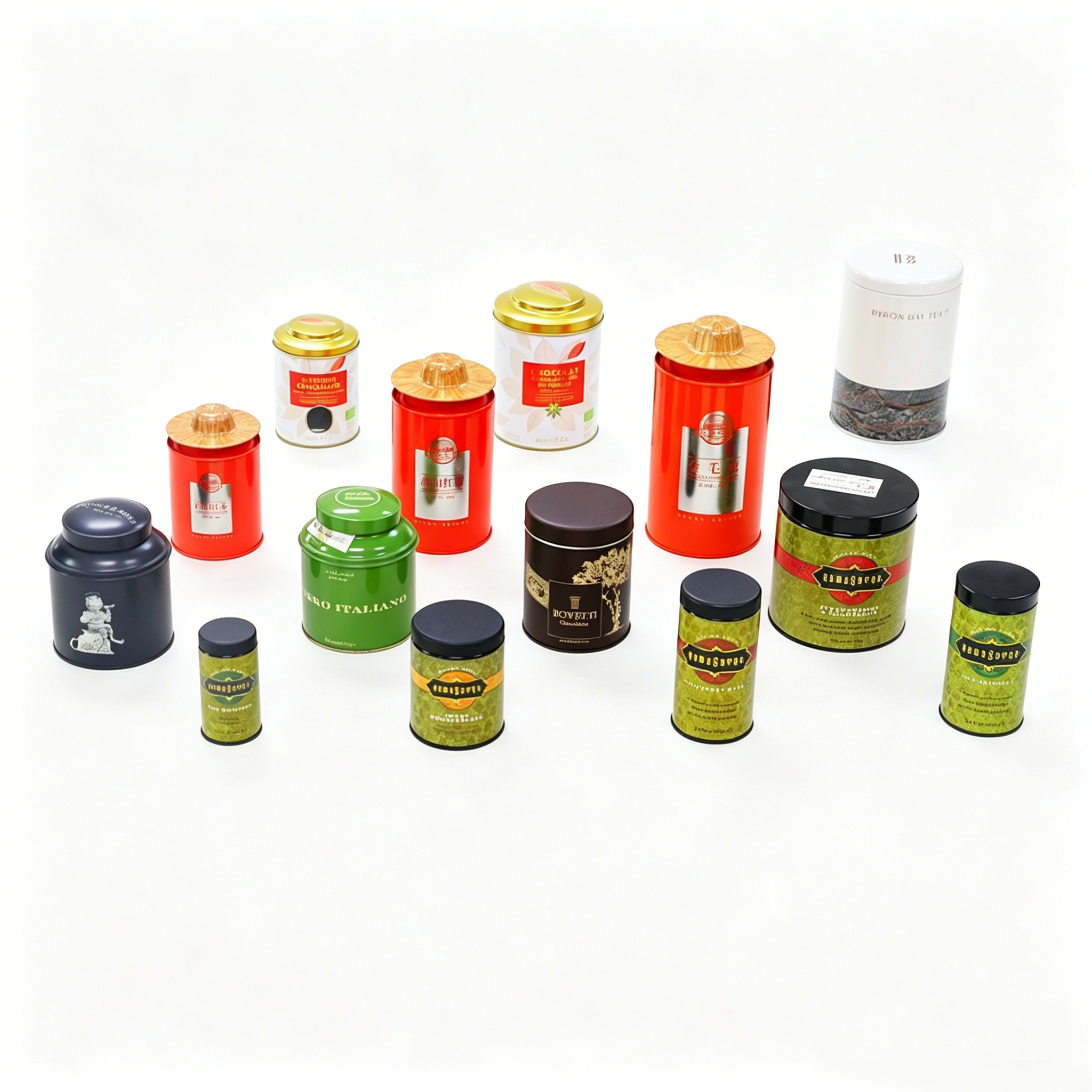 OEM Airtight Tea & Coffee Tins Custom Printed Metal Canisters with Lids for Storage