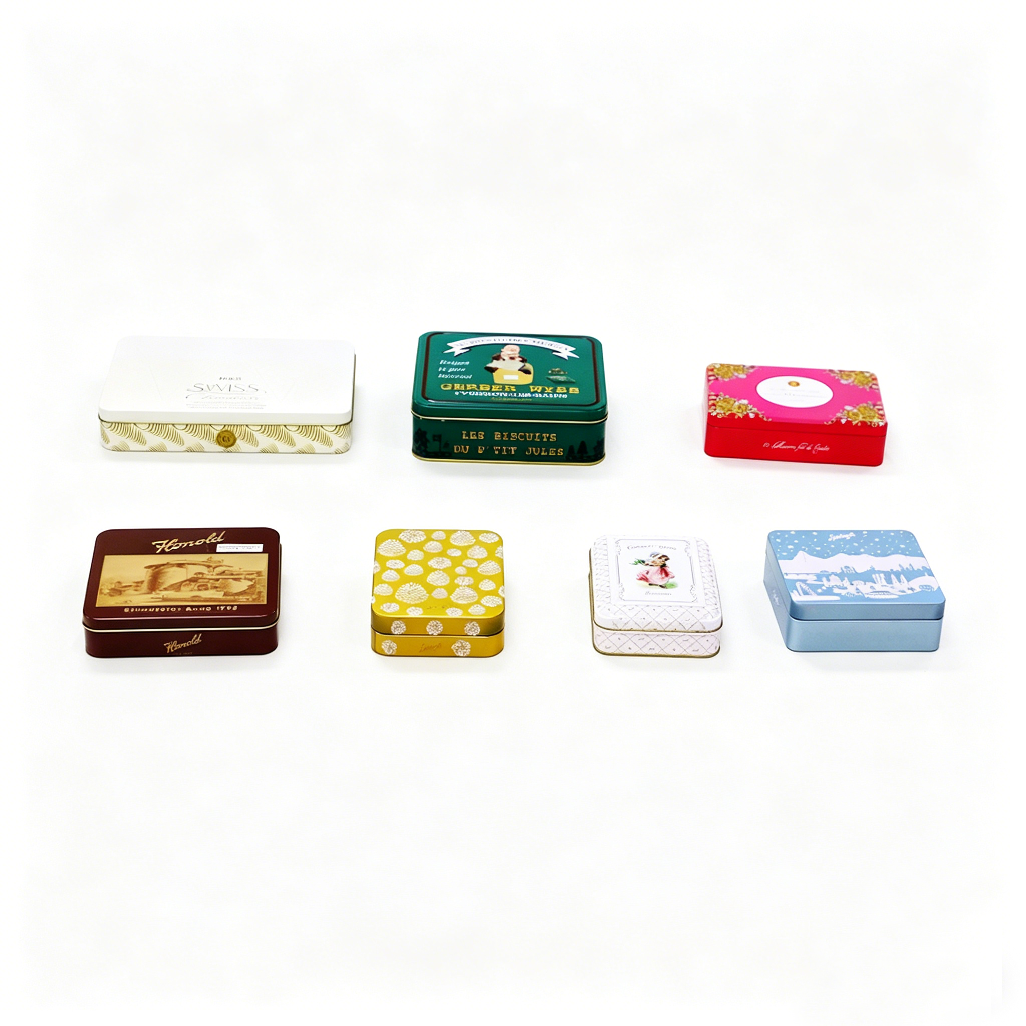 OEM Custom European Style Cookie Tins Decorative Metal Containers with Artwork Printing, Low MOQ OEM Service