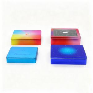 OEM Custom Gradient & Window Tin Boxes Decorative Metal Containers for Cosmetics & Gifts, Brand Printing Available