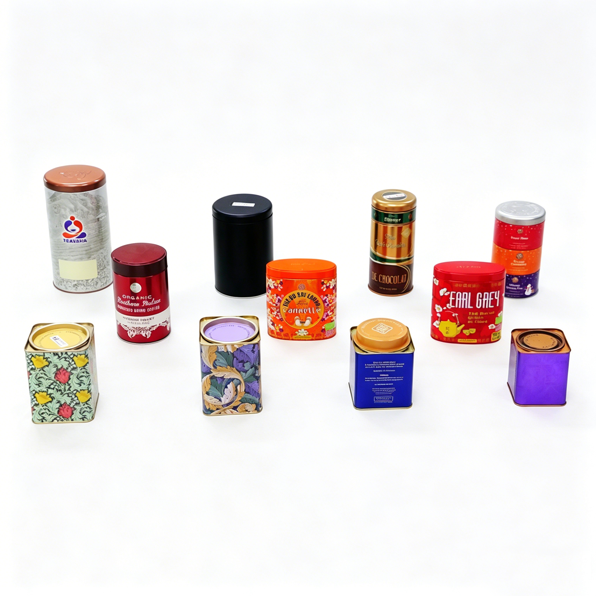 OEM Custom Tea, Coffee & Cocoa Tins Decorative Metal Canisters with Brand Printing