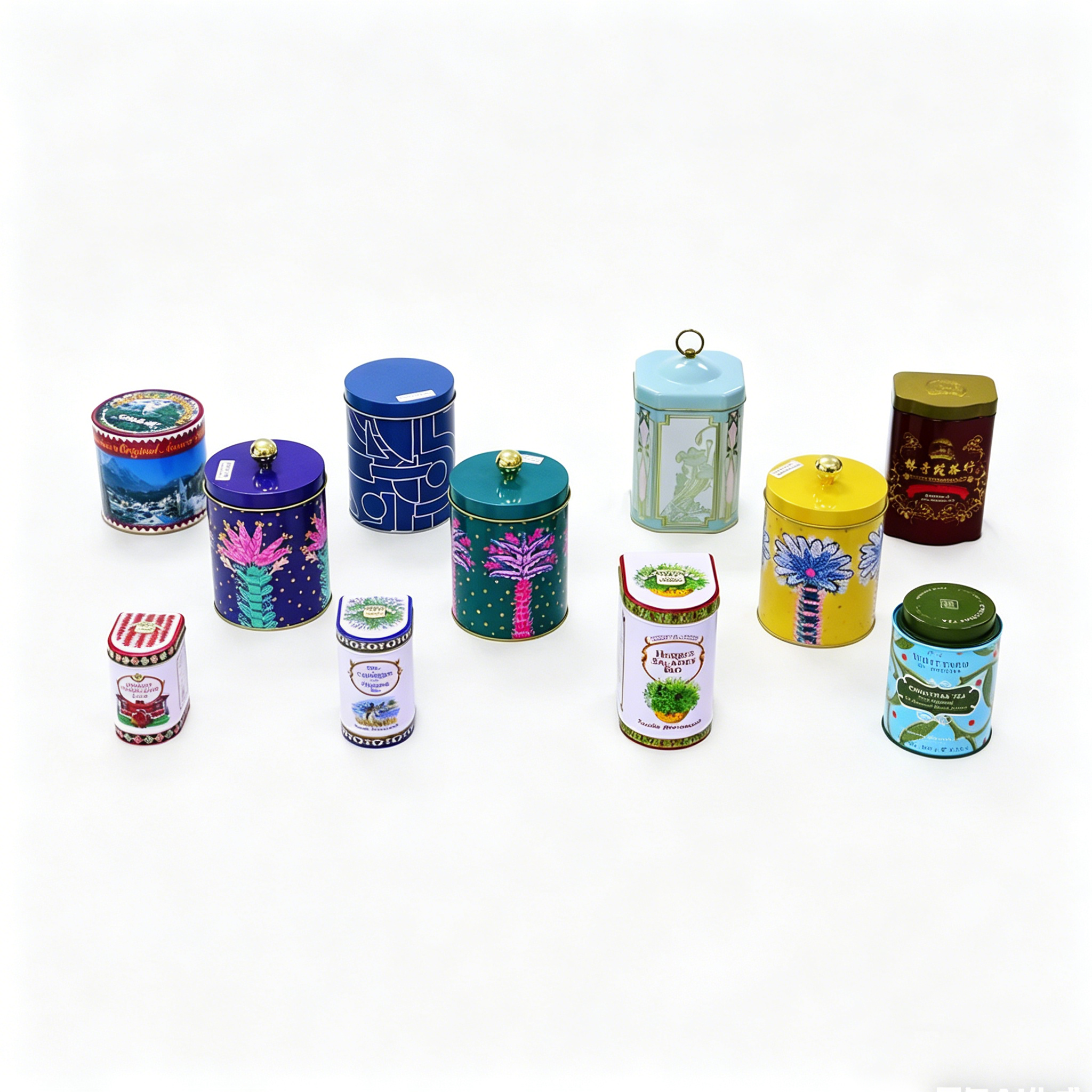 OEM Decorative Tea Tins Custom Printed Metal Canisters with Unique Artwork