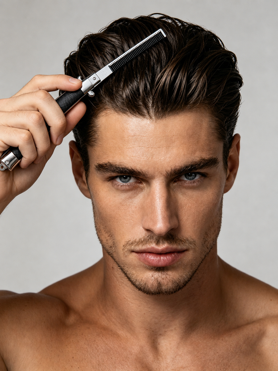 Vintage Switchblade-Inspired Foldable Spring Comb - Durable Metal Pocket Comb for Men’s Grooming, Slick Back Hairstyles & On-the-Go Styling