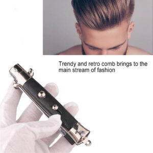 Retro Folding Switchblade Comb for Men Trendy Pocket Hair Styling Tool, In Stock