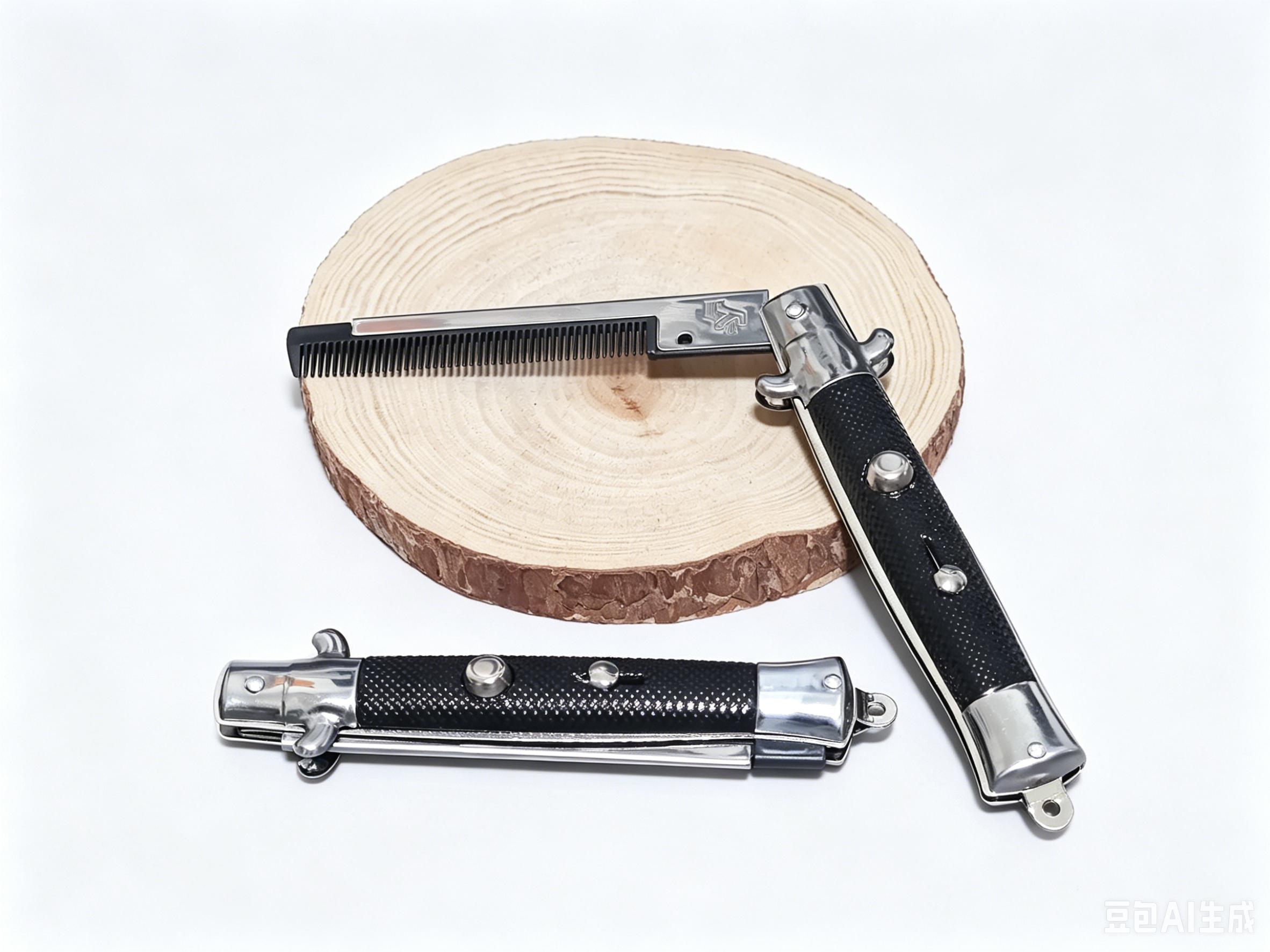 Spring-Loaded Folding Switchblade Comb Stainless Steel Pocket Styling Comb, Ready to Ship