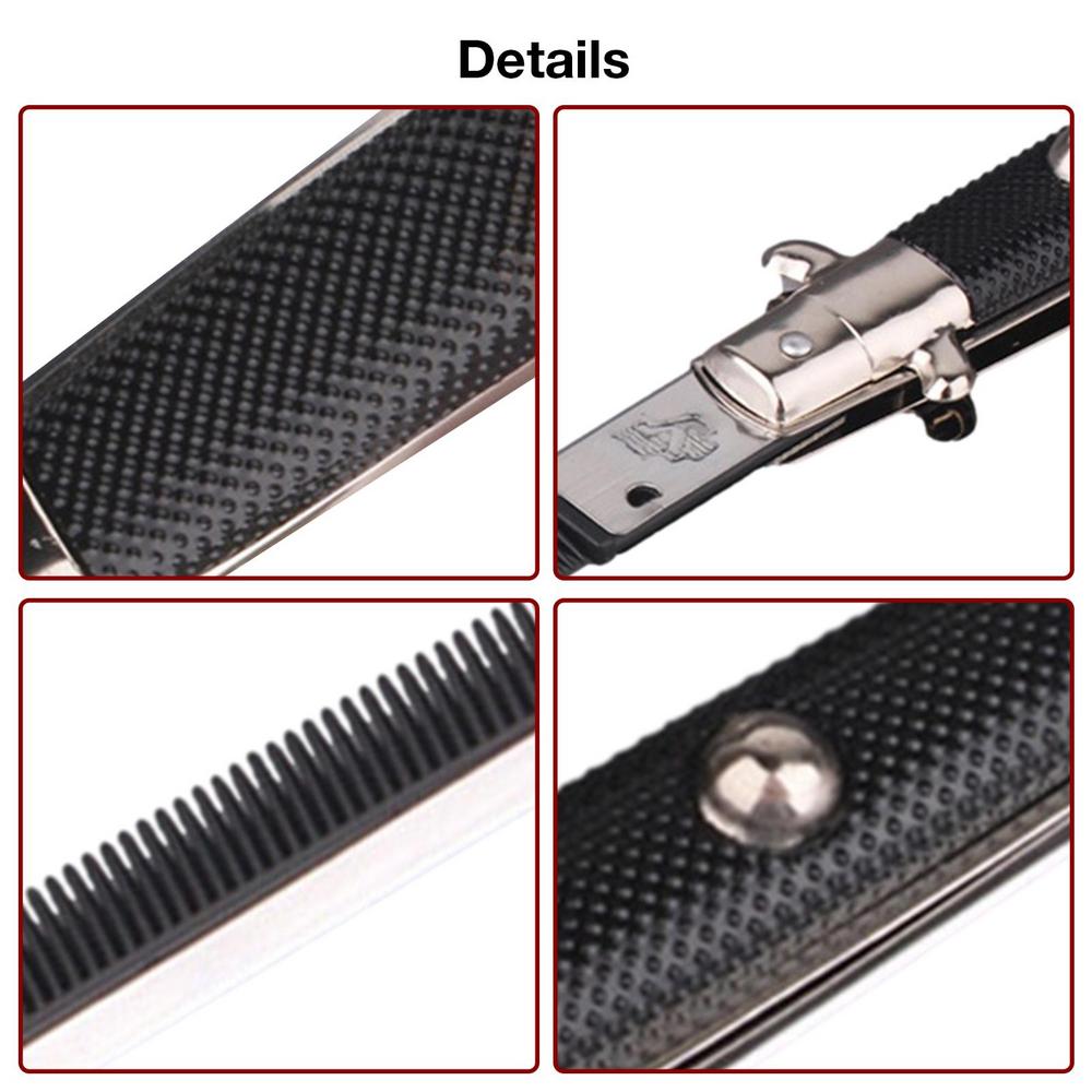 Black Folding Switchblade Comb Portable Pocket Hair Comb for Daily Use - Image 5