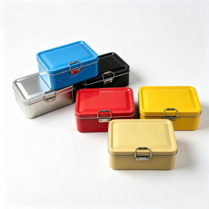 Vibrant Square Tin Boxes with Clasp Lid For Baking, Tea, & Gift Packaging, Factory Direct In Stock
