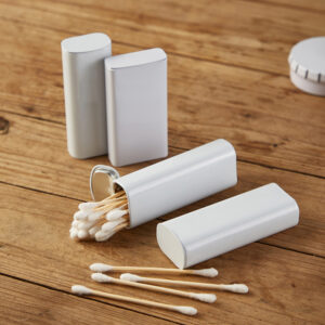 White Flip-Top Metal Organizer Tin - Food-Safe Container for Toothpicks, Cotton Swabs & More