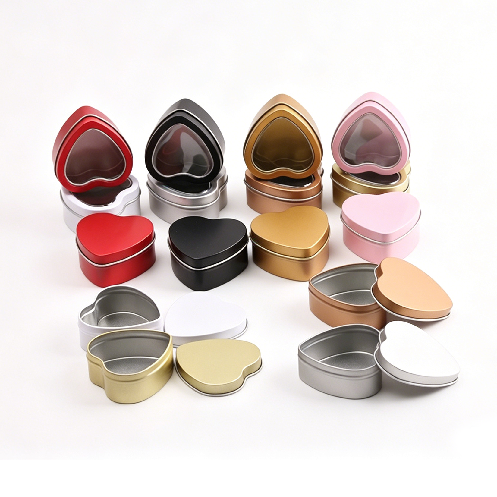 Small Heart Tin Containers with Clear Window - Display Tins for Valentine's Chocolates & Candies - Image 10