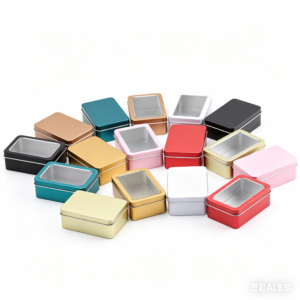 Multi-Color Square Tin Boxes with Window - Food-Safe Metal Tins for Cookies, Candles & Small Items