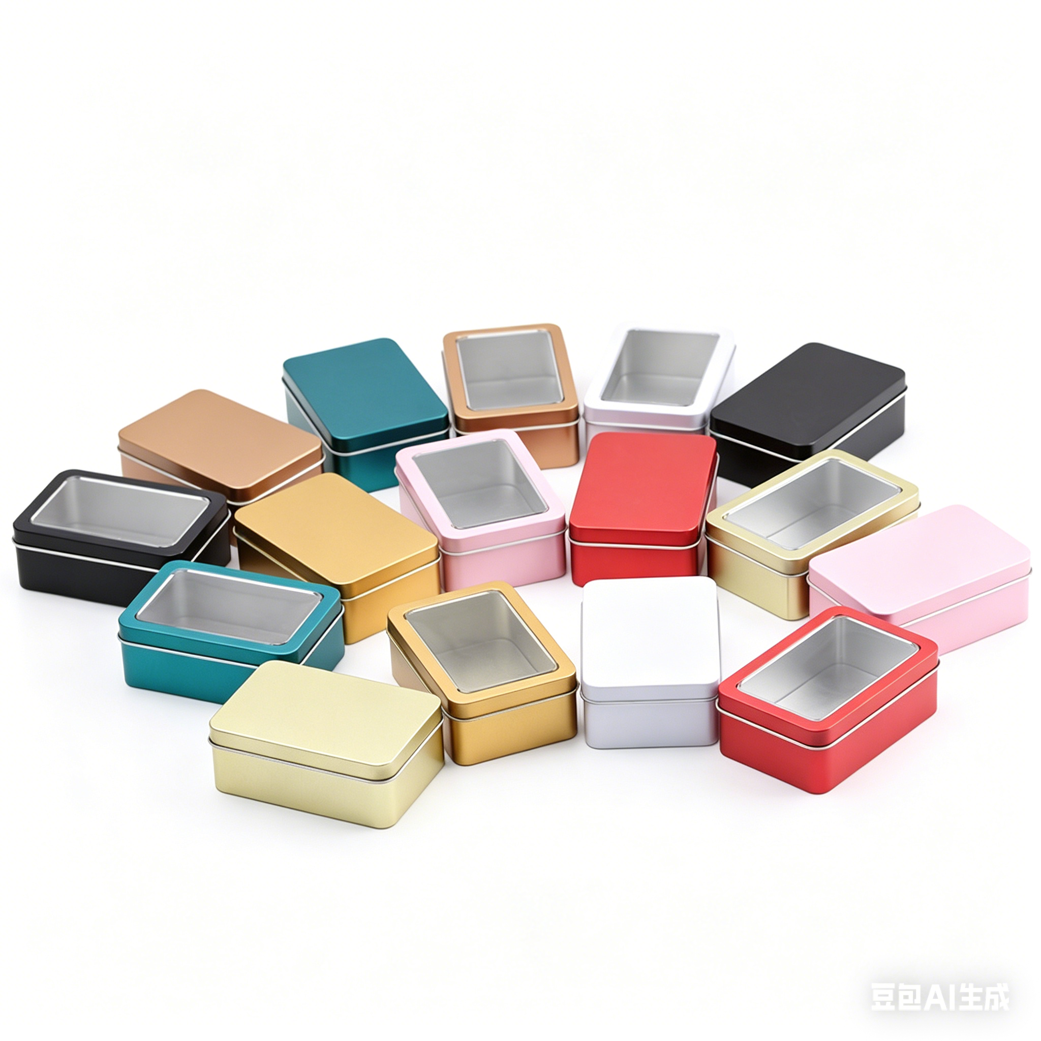 Multi-Color Square Tin Boxes with Window - Food-Safe Metal Tins for Cookies, Candles & Small Items