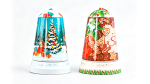 ODM Christmas Bell Shaped Music Tin Box, Custom Holiday Print Novelty Metal Tin with Musical Mechanism for Xmas Cookie Gifts