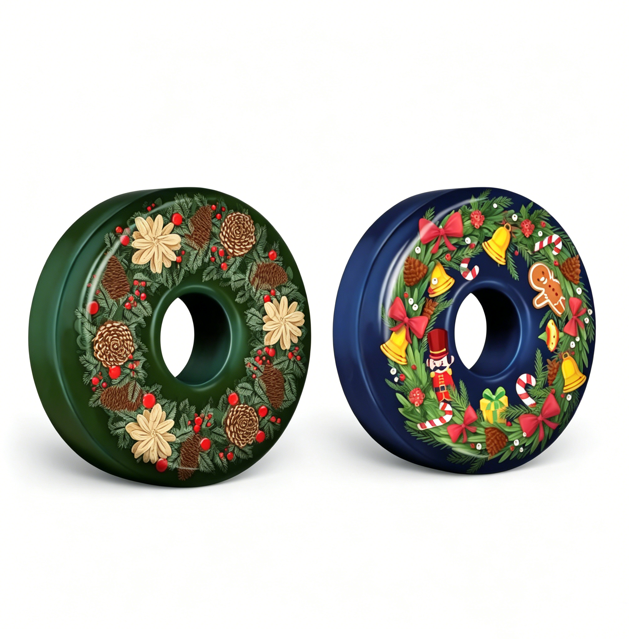 ODM-Custom-Donut-Shaped-Christmas-Tin-Box-Wreath-Pattern-Metal-Tin-for-Holiday-Cookies
