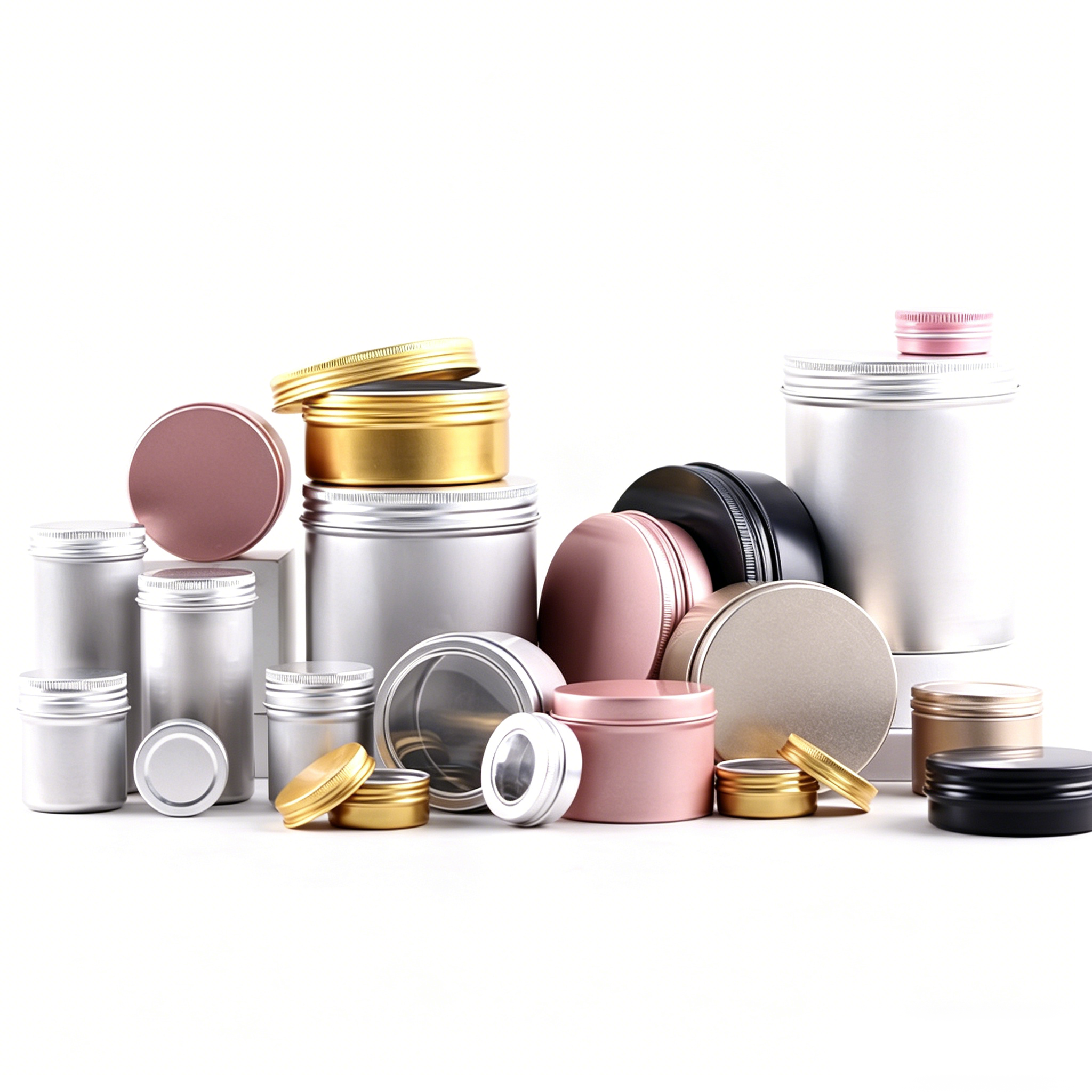 Wholesale Aluminum Round Tins - Screw-Lid Containers for Cosmetic Packaging & Kitchen Organization